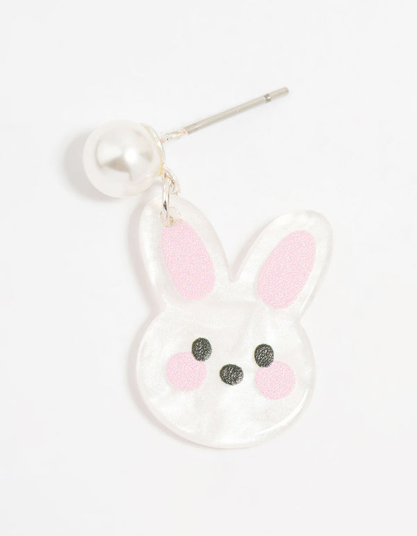 Kids Pearl Mini Bunny Drop Earrings