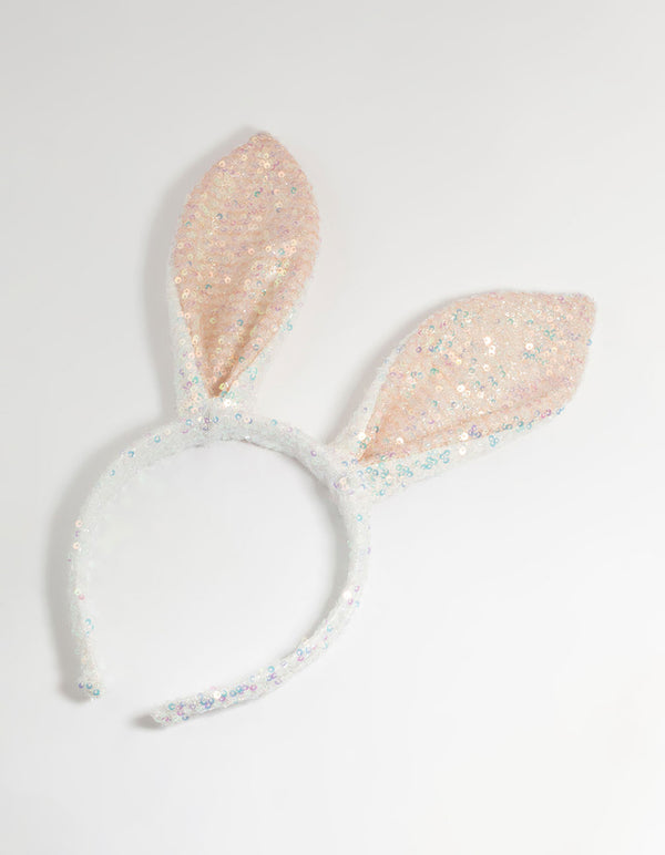 Kids Sequin Fabric Bunny Ears Headband