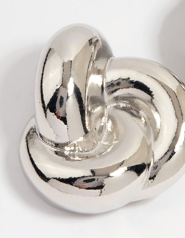 Silver Knotted Stud Earrings