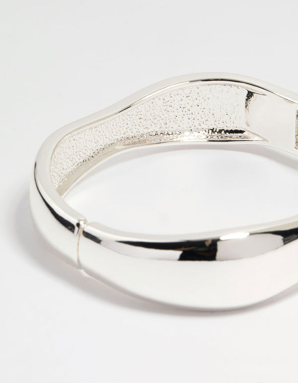 Silver Thin Wrist Hinged Bangle