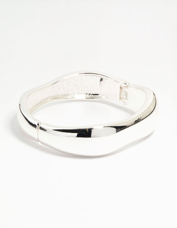 Silver Thin Wrist Hinged Bangle
