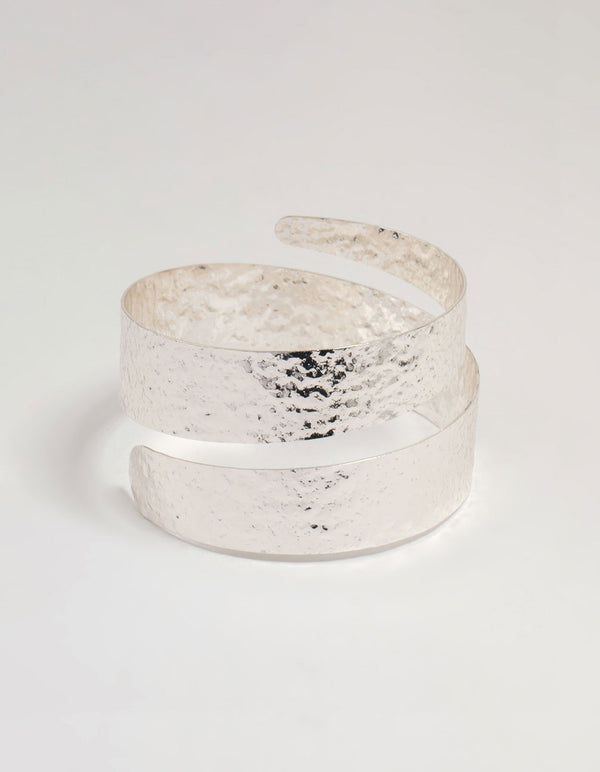 Silver Molten Spiral Wrist Cuff