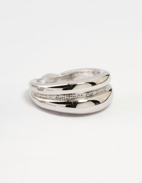 Silver Diamante Pavé & Knotted Stacking Rings 3-Pack