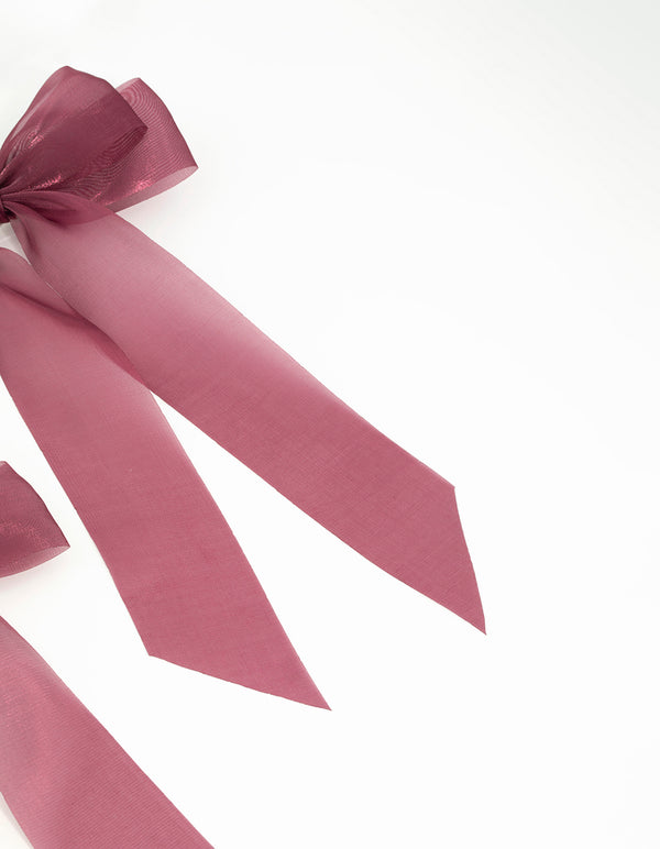 Pink Organza Fabric Hair Clips 2-Pack