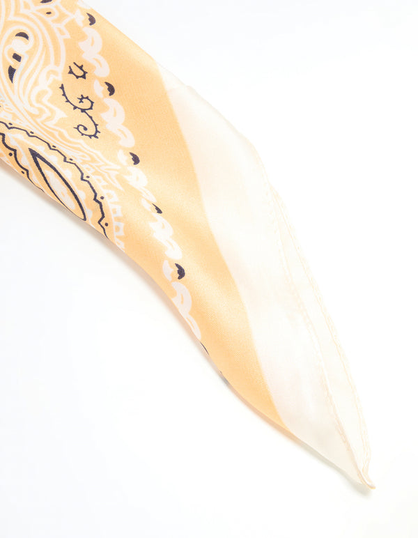 White Fabric Western Print Scarf