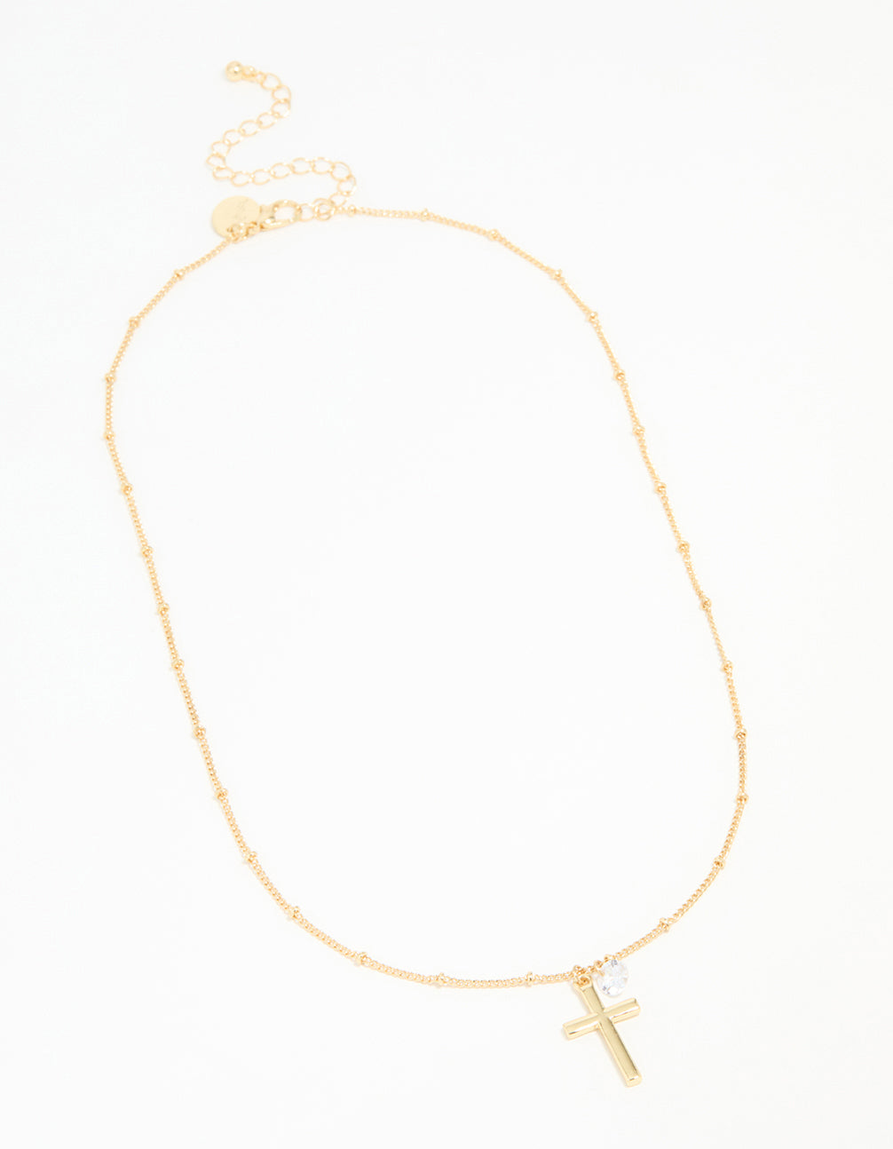 Gold Plated Cubic Zirconia Cross Pendant Necklace