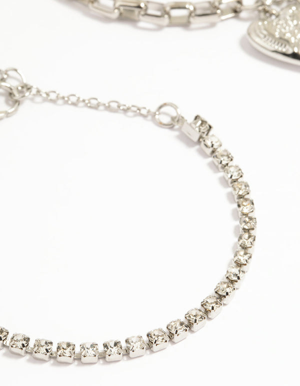 Silver Chunky Charm Bracelets 3-Pack