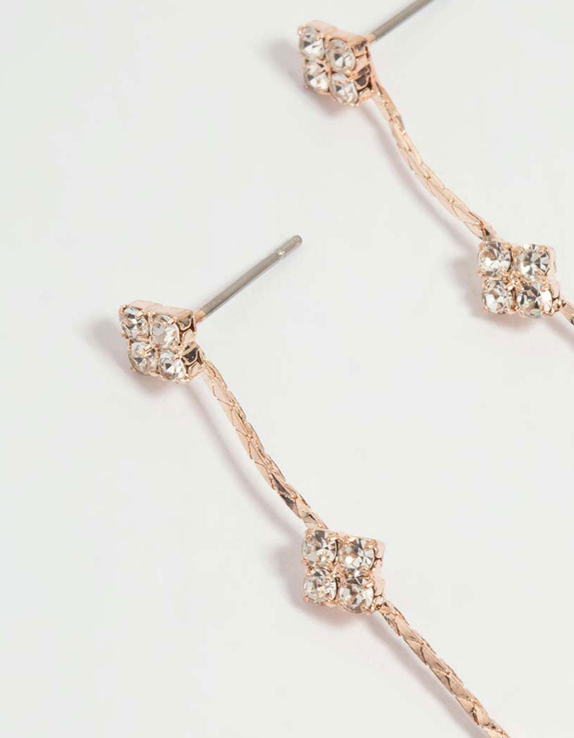 Rose Gold Dainty Flower Drop Earrings