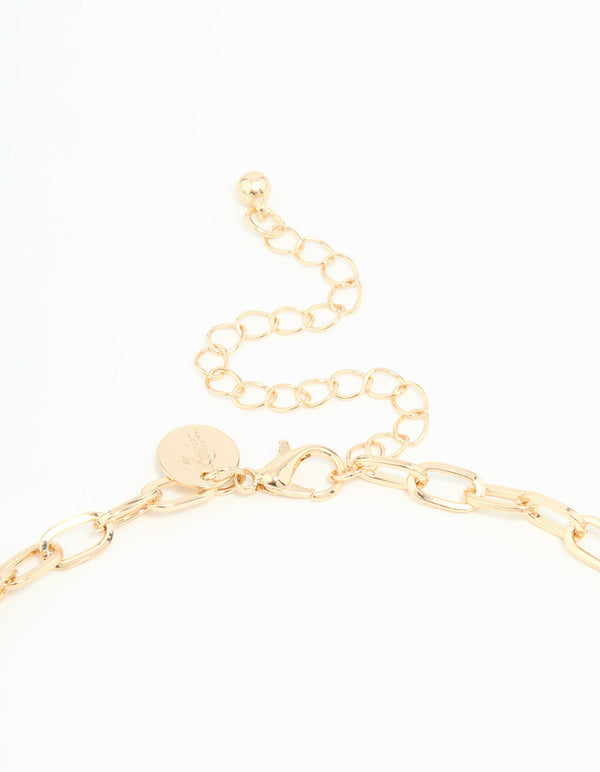 Gold Evil Eye & Hamsa Hand Charm Necklace