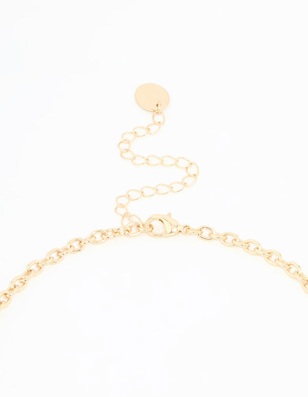 Gold Stone Long Necklace