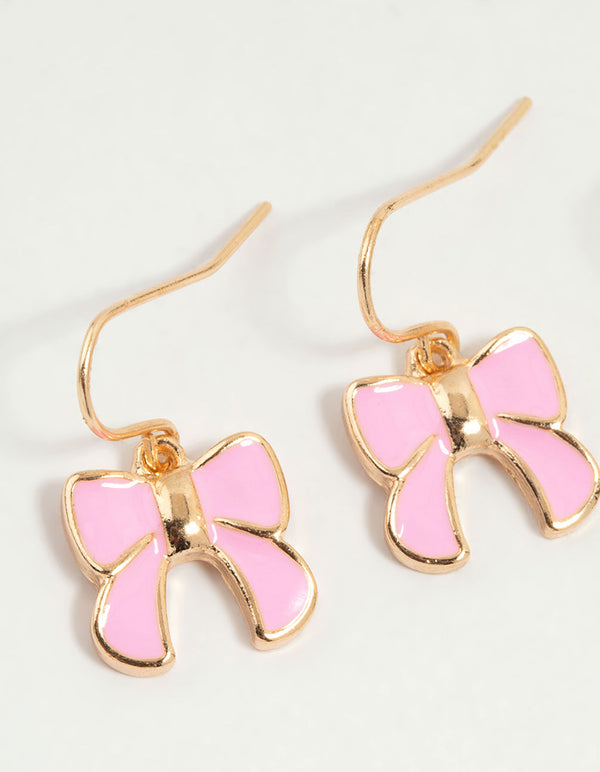 Kids Gold Bow & Bee Drop Earrings 3-Pack