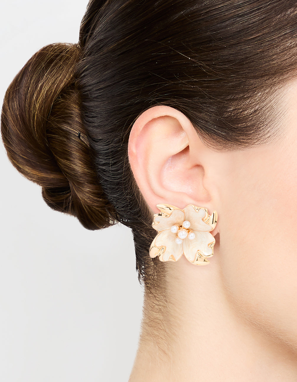 Gold Edged Flower Stud Earrings