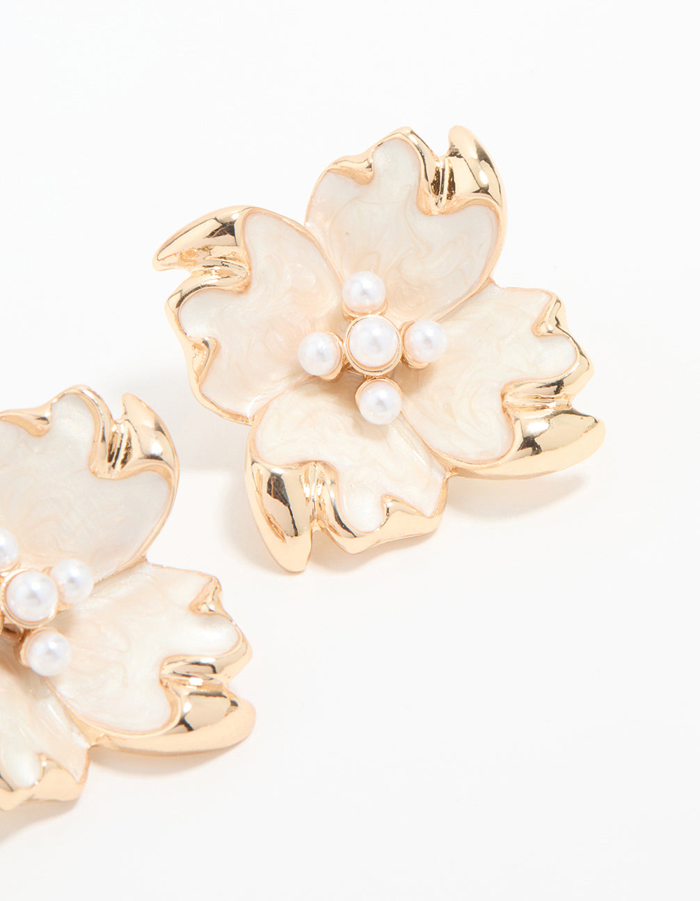 Gold Edged Flower Stud Earrings