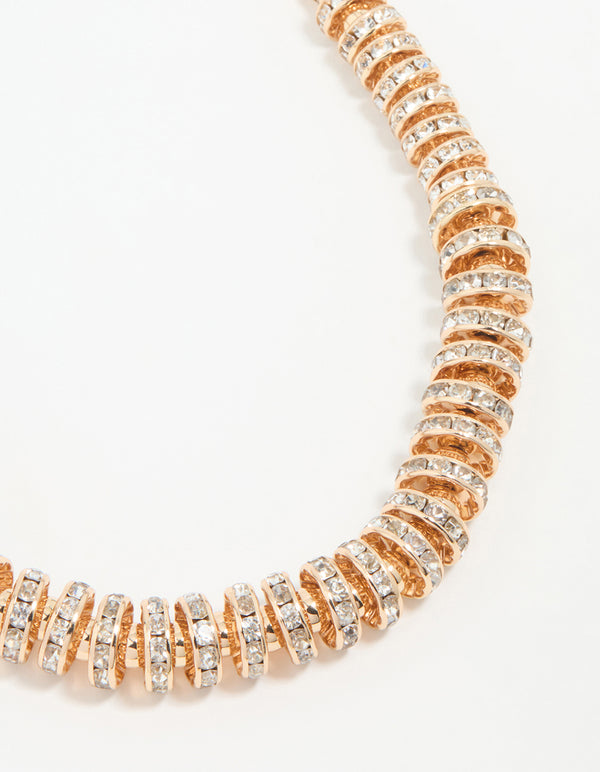 Rose Gold Diamante Rondell Short Necklace