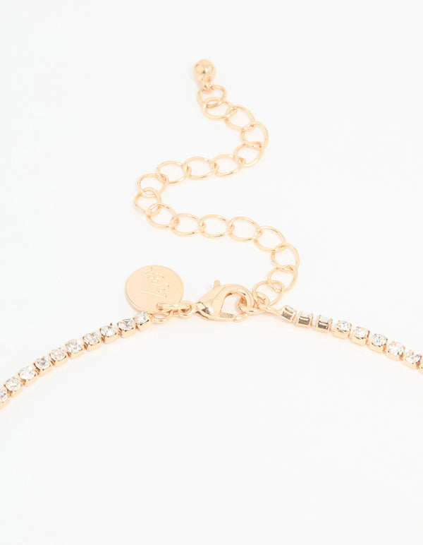 Rose Gold Diamante Necklace & Earrings Set