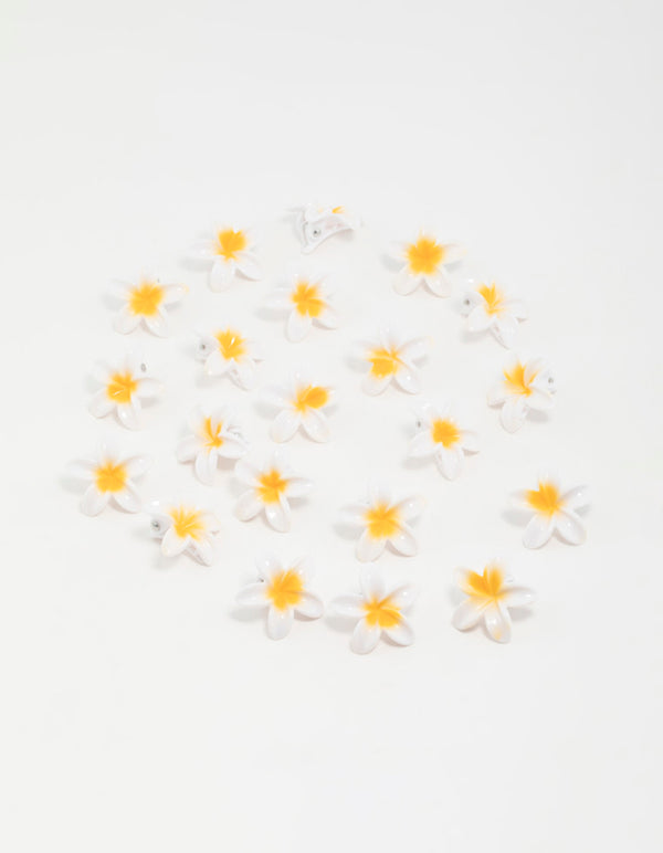 Yellow Frangipani Mini Hair Clips 20-Pack