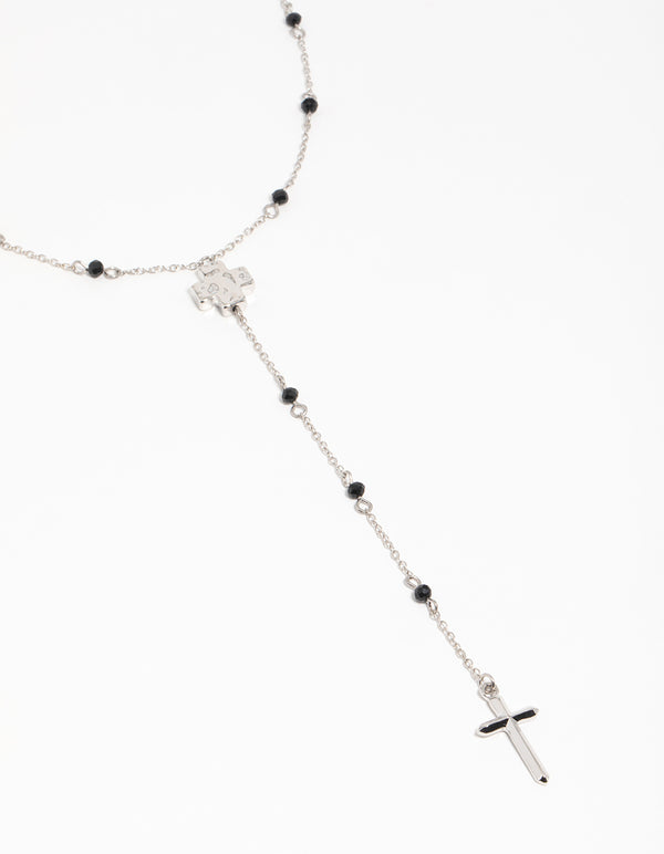 Silver Cross Station Y-Necklace