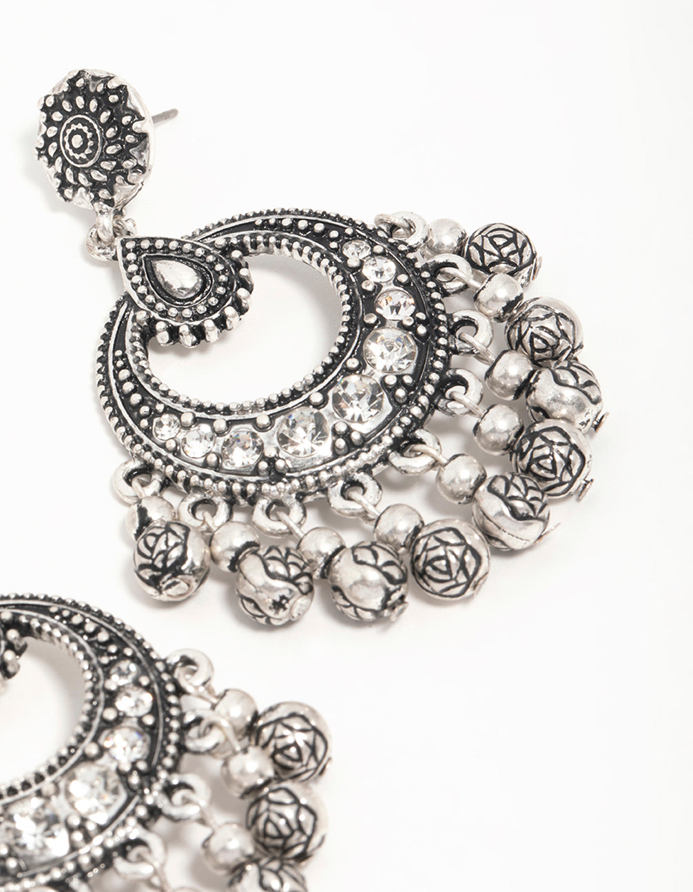 Antique Silver Patterned Drop Earrings
