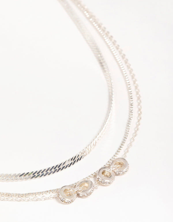 Silver Rondell Chain Layered Necklace
