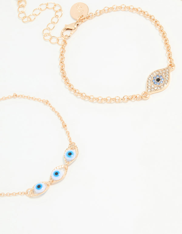 Gold Evil Eye Bracelets 3-Pack