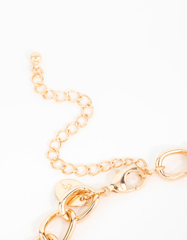Gold Chain Tassel Layered Necklace