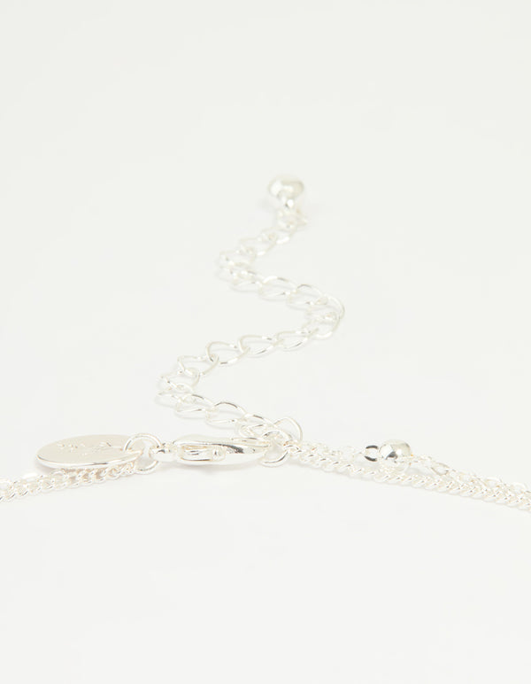 Silver Plated Cubic Zirconia & Bubble Letter A Layered Necklace
