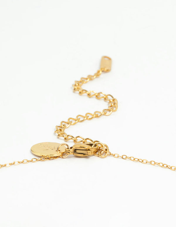 Waterproof Gold Plated Stainless Steel Bow Pendant Necklace