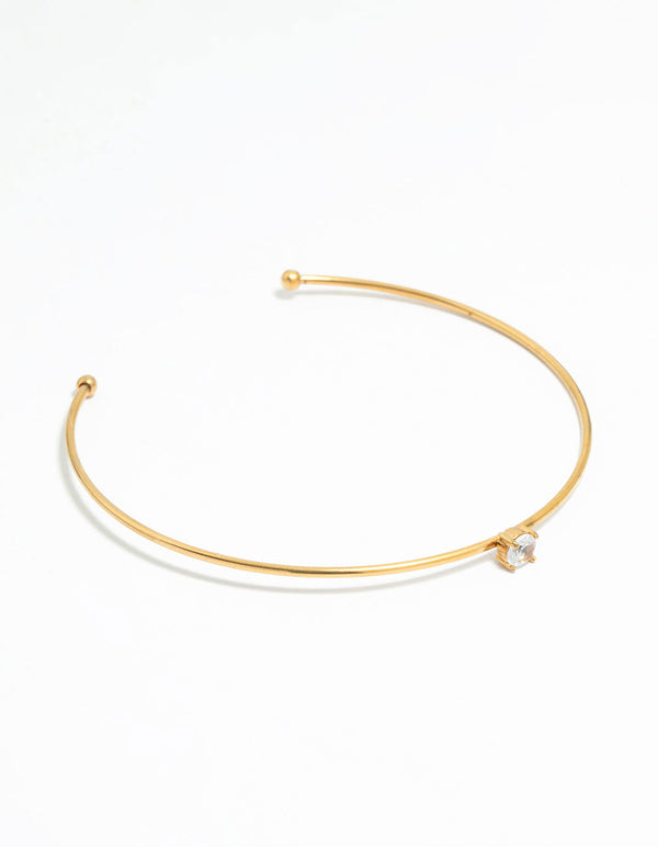 Waterproof Gold Plated Stainless Steel Cubic Zirconia Bangle