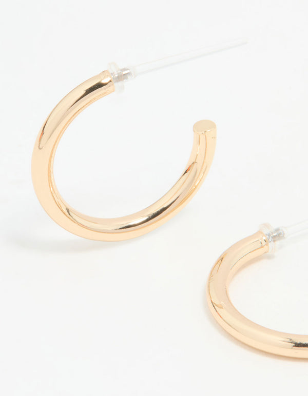 Gold Smooth Large Hoop Earrings