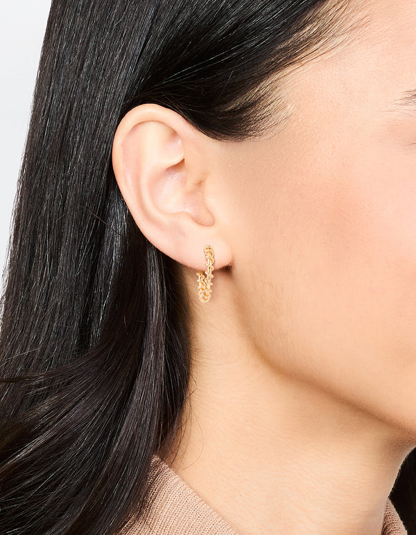 Gold Twist Hoop Drop Earrings