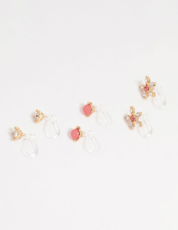 Gold Diamante Ear Cuff 3-Pack