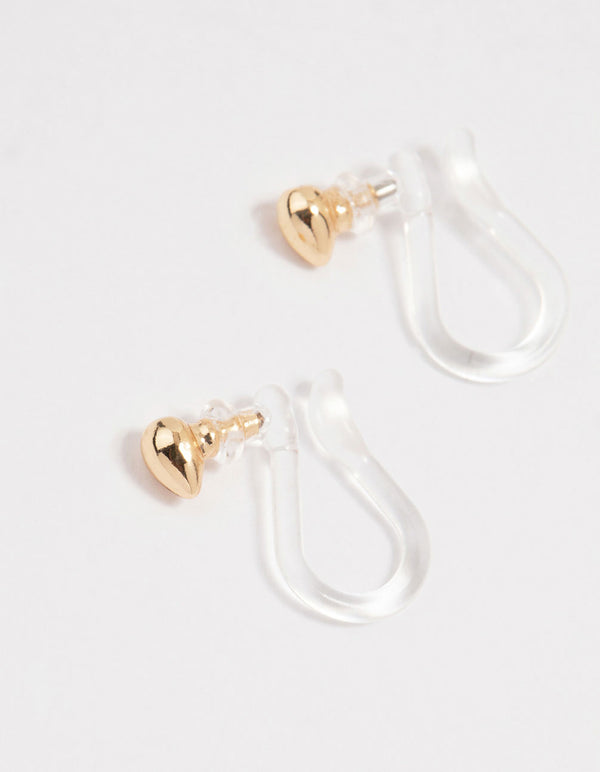 Gold Cubic Zirconia Drop Heart Cuff Earrings 4-Pack