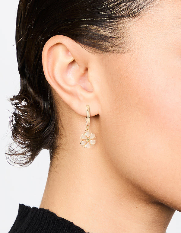 Gold Floral Hoop Earrings