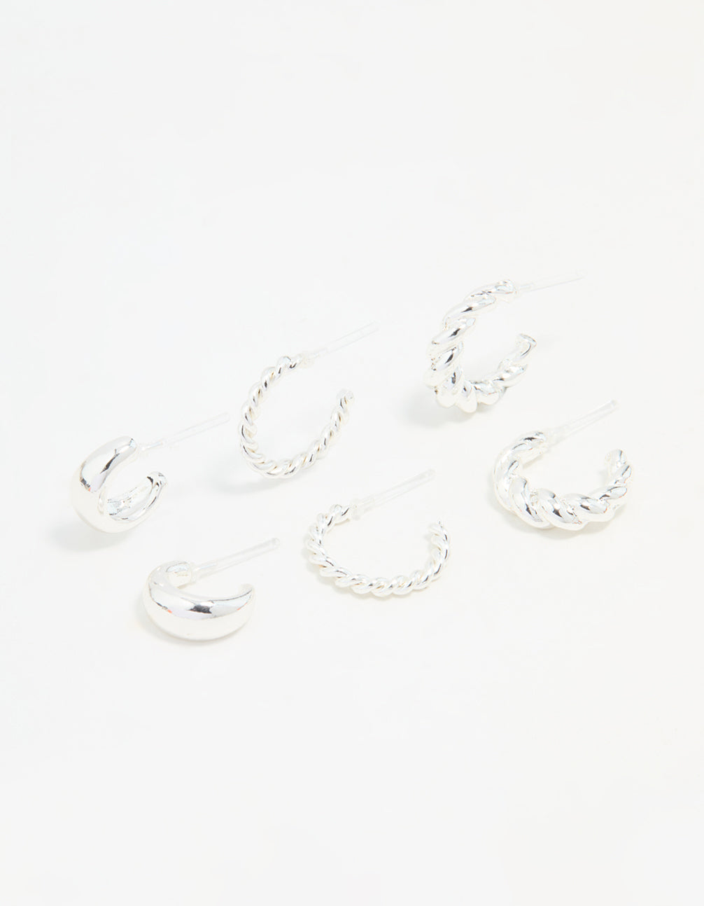 Silver Mixed Hoop Earrings 3-Pack