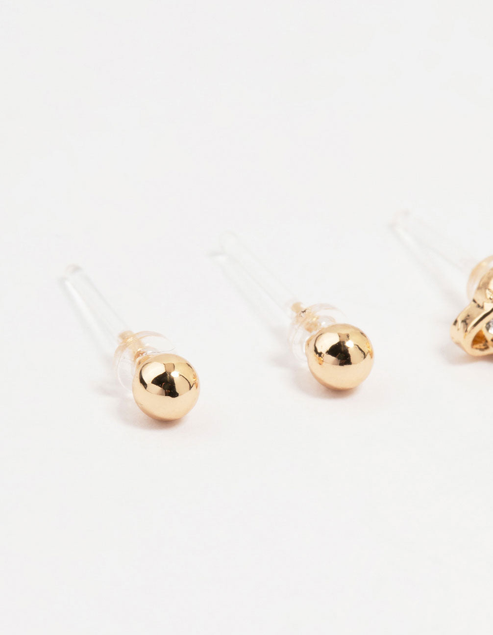 Gold Diamante Moon Celestial Stud Earrings 4-Pack