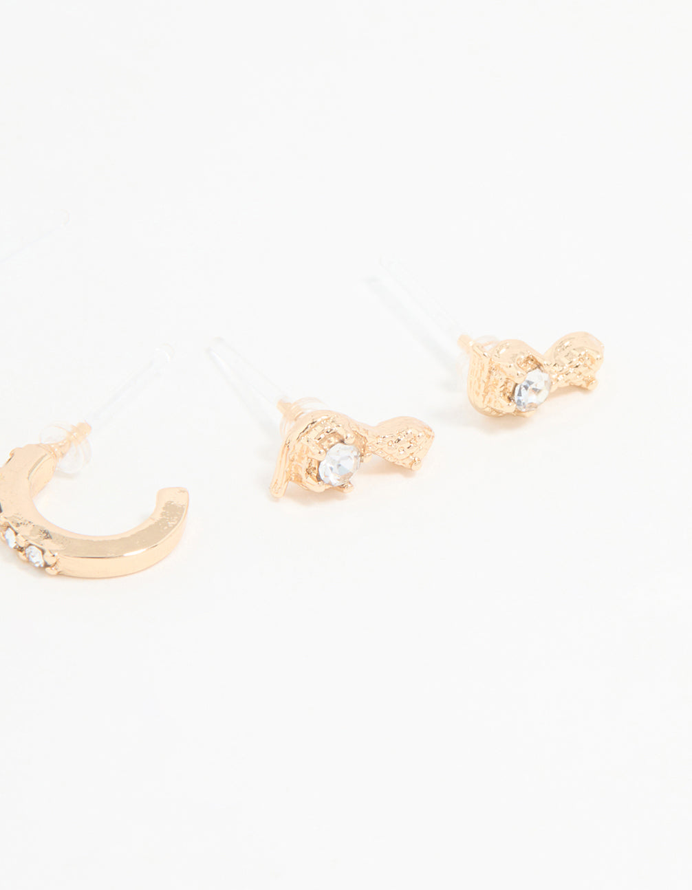 Gold Diamante Hoop & Stud Earrings 3-Pack