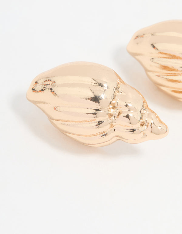 Gold Shell Stud Earrings
