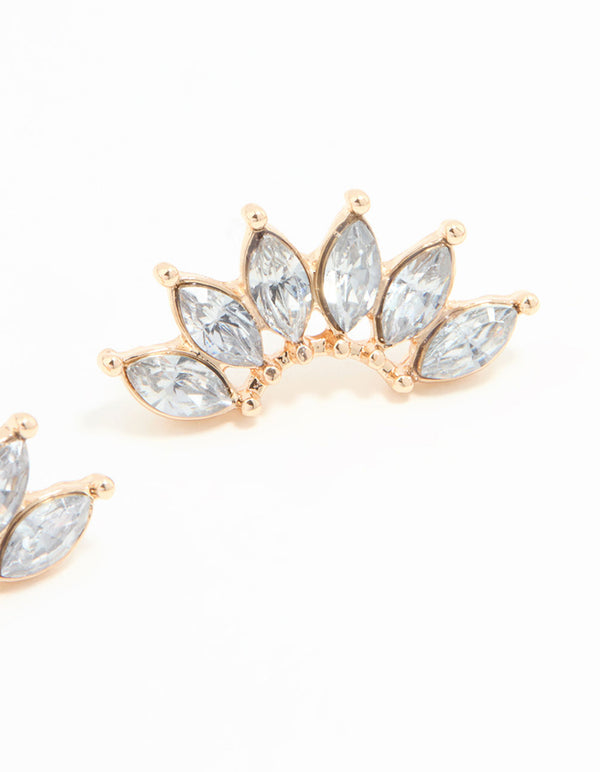 Gold Diamante Stud Earrings