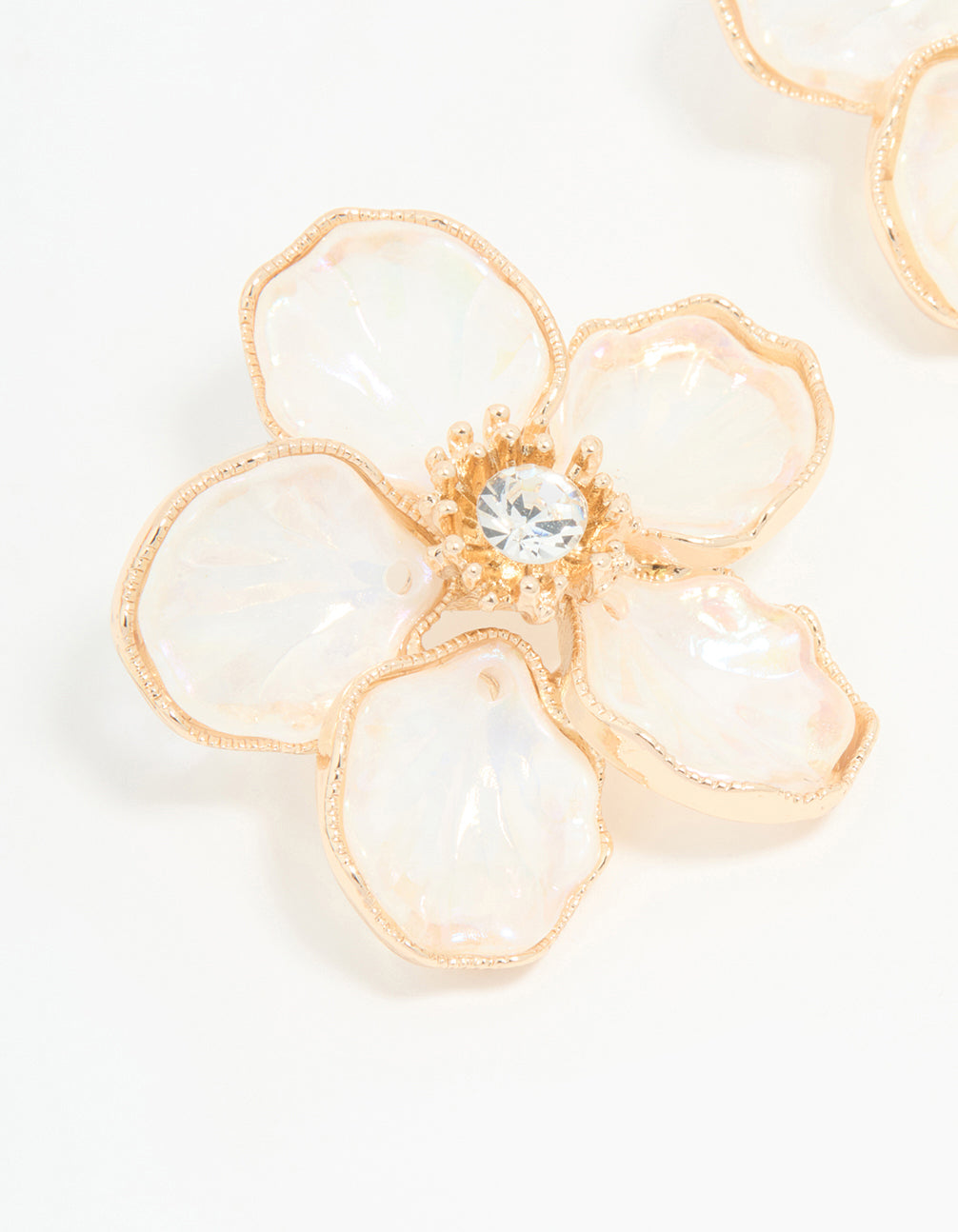 Rose Gold Diamante Flower Large Stud Earrings