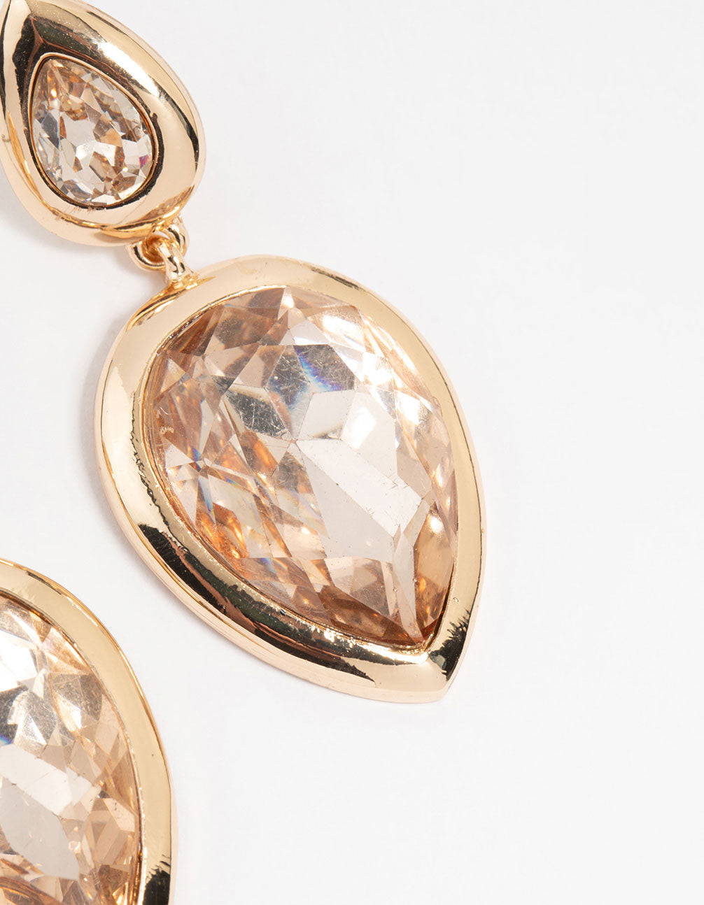 Gold Teardrop Stone Drop Earrings