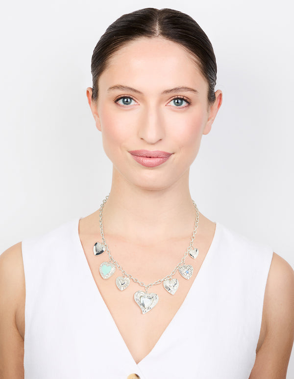 Silver Heart Charms Necklace