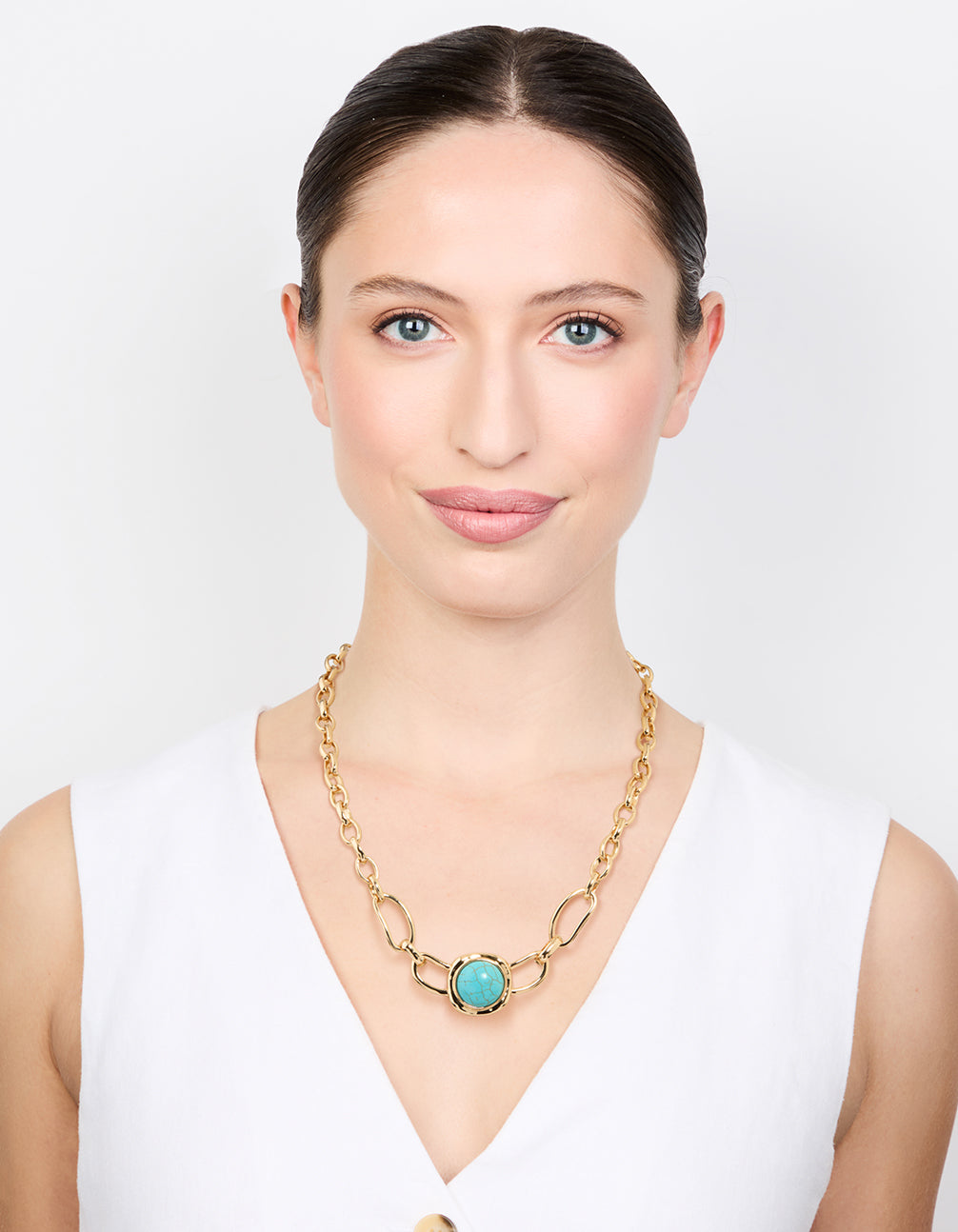 Gold Turquoise Pendant Necklace