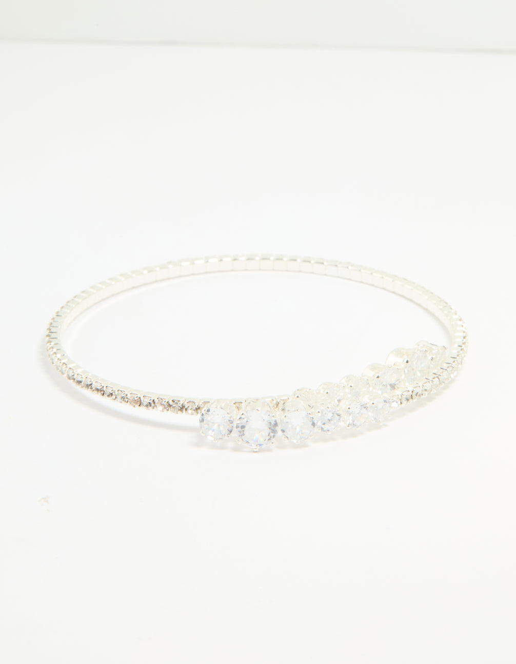 Silver Cubic Zirconia Front Detail Wrist Cuff