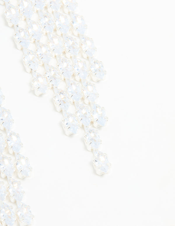 Silver Cubic Zirconia Cascading Drop Earrings
