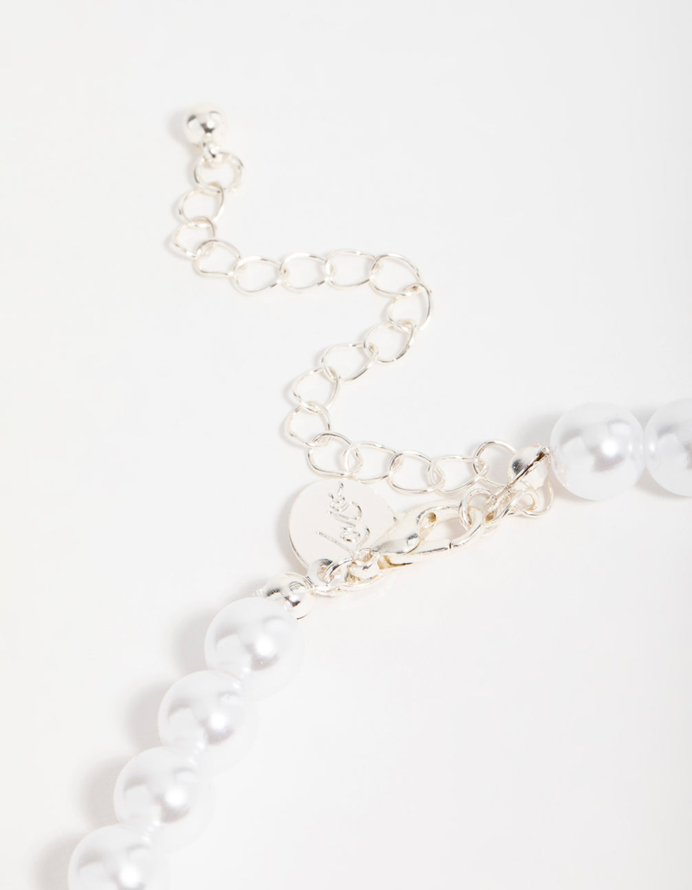 Silver Cubic Zirconia Pearl Short Pendant Necklace