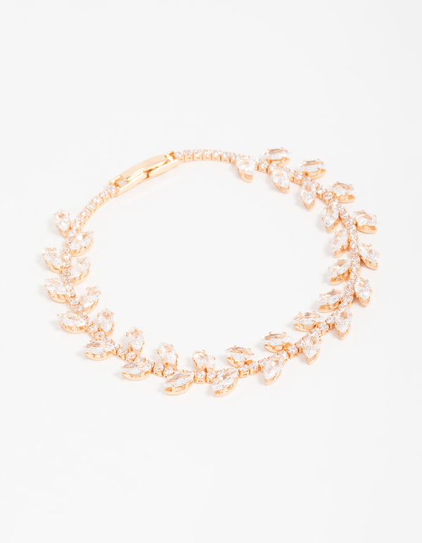 Gold Cubic Zirconia Fine Vine Bracelet