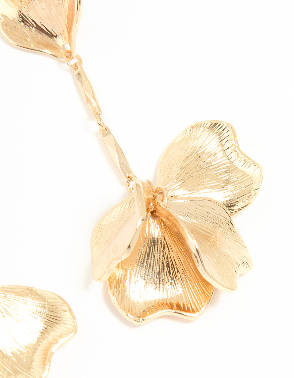 Gold Floral Petal Drop Earrings