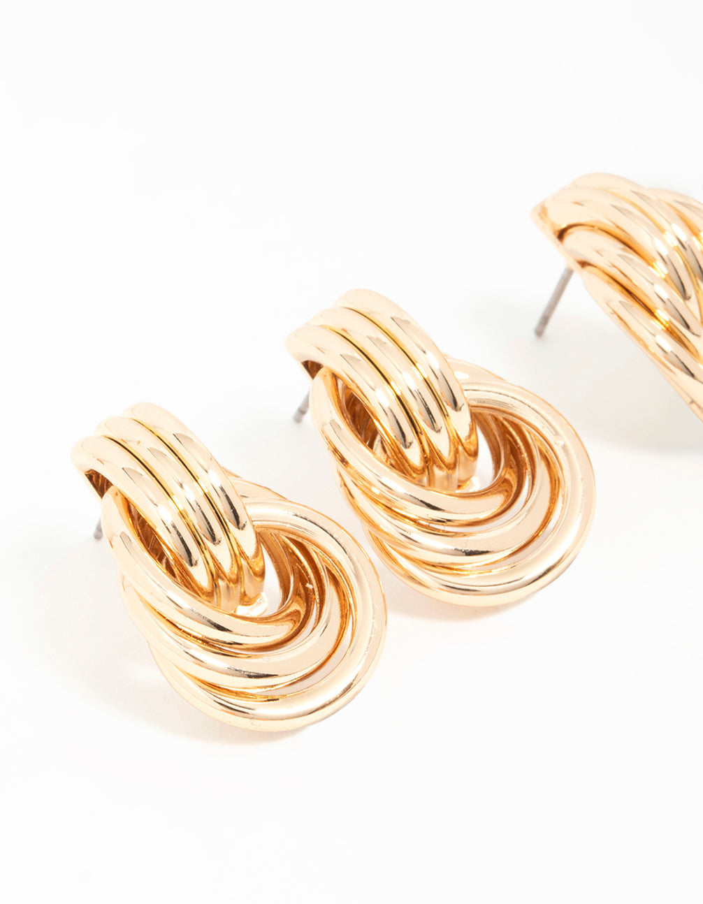 Gold Mixed Size Knot Stud Earrings 2-Pack