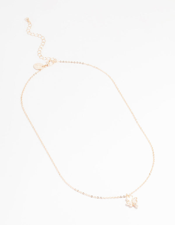 Rose Gold Plated Cubic Zirconia Clover Pendant Necklace