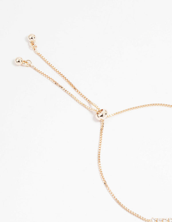 Rose Gold Plated Cubic Zirconia Bow Outline Toggle Bracelet